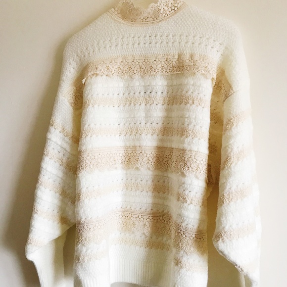 Zara | Sweaters | Zara Lace Combined Knit Sweater Bloggers Fav Nwt ...